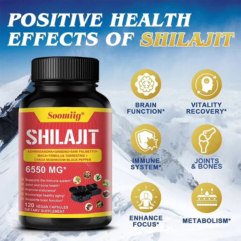 Pure Himalayan Shilajit Capsules Supports Healthy Aging Bones and Joints Improves Energy Endurance and Muscle Recovery
