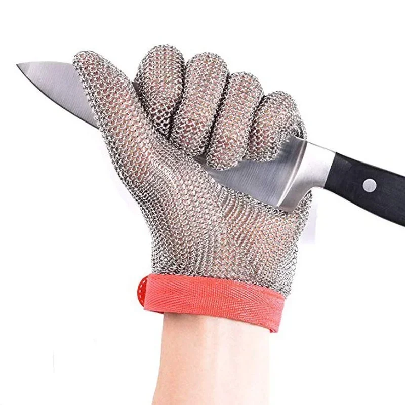 Plastic Belt Stainless Steel Mesh Glove Cut Resistant Chain Mail Protective Anti-Cutting Glove for Kitchen Butcher Cleaner anti cut gloves cut resistant gloves protective gloves