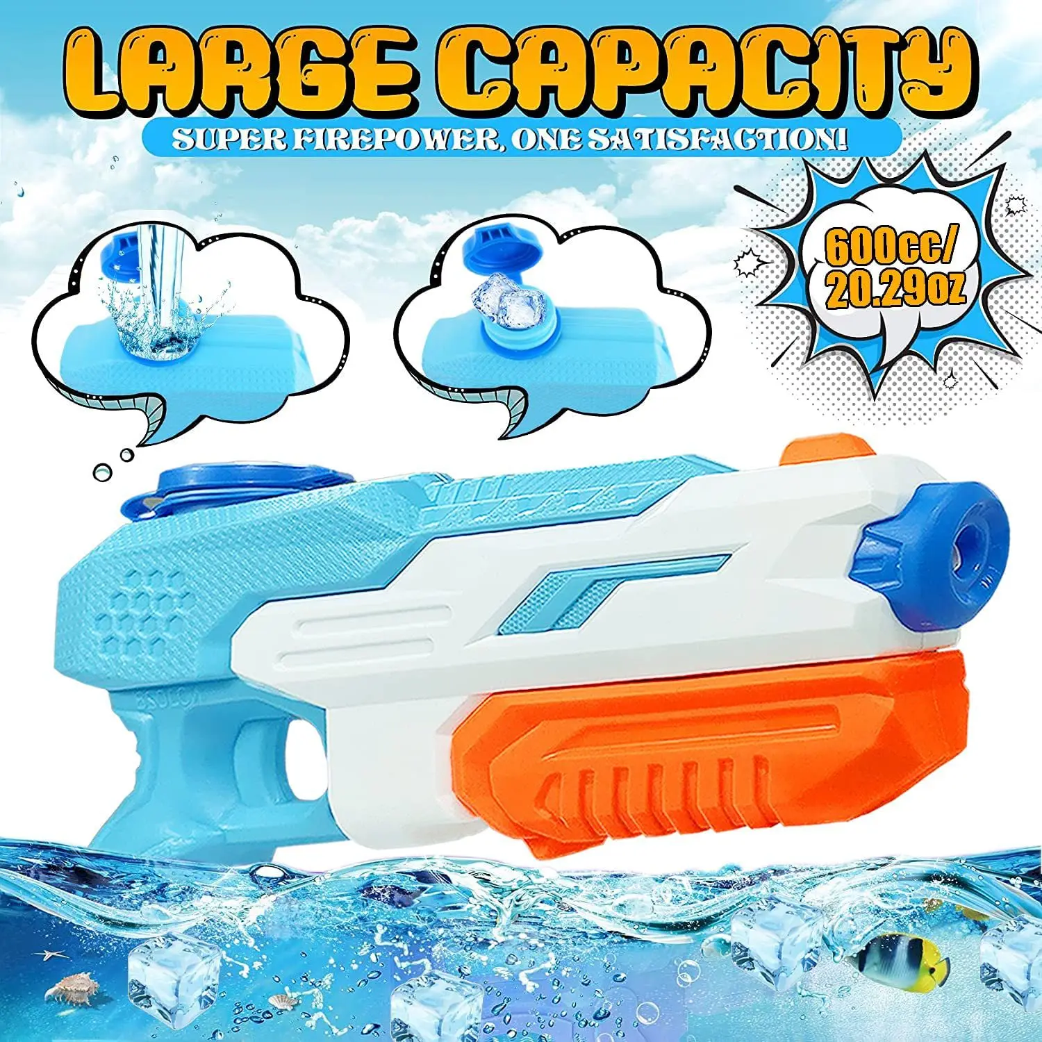 Water Guns Summer Soaker Squirt Guns 600CC for kids Boys Girls Adults Outdoor Toy for Swimming Pool Yard Lawn Beach 2