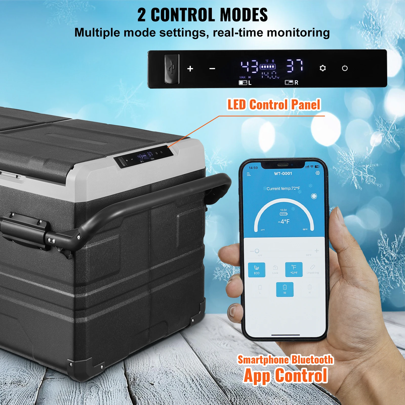 SucceBuy Car Refrigerator Car Refrigerator Fridge Dual Zone Portable Freezer with Wheels Handle -4℉-68℉ 12/24V DC and Cooler