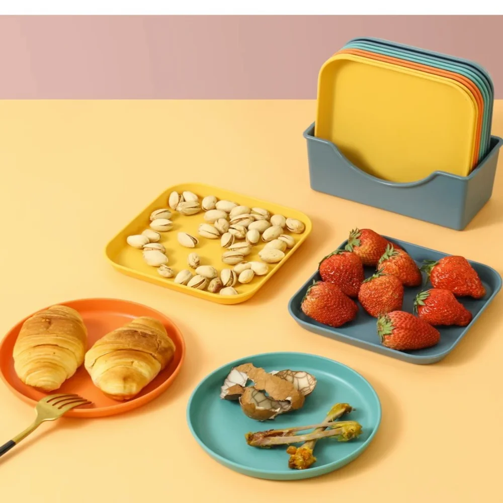 Dessert Plate Pure Plastic Square Snack Straw Bowl Sauce Seasoning Dish Degradable Eco-Friendly Tableware Home Table GarbageDish