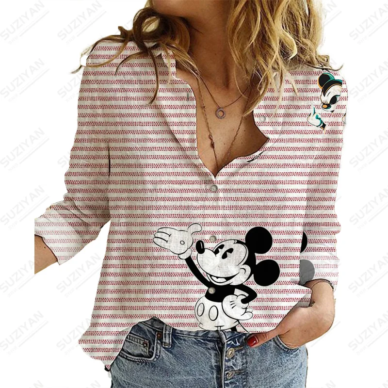 Elegant Women Shirt Fashion Loose Shirt Spring And Autumn Long Sleeve Casual Shirt Autumn Elegant Print Disney Mickey images - 6