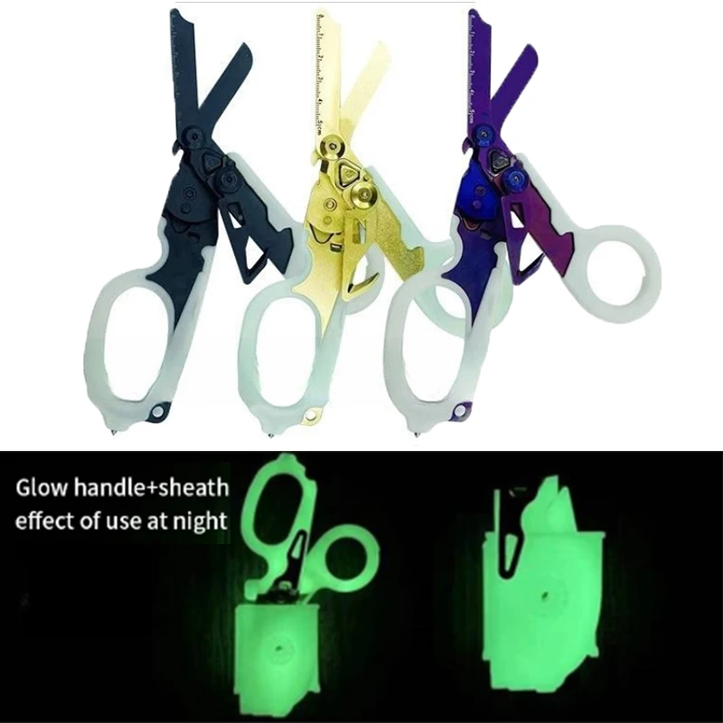 Multifunction Portable Emergency Raptors Shears Tactical Luminous fluorescence Mini Folding Scissors Outdoor Survival Tool New