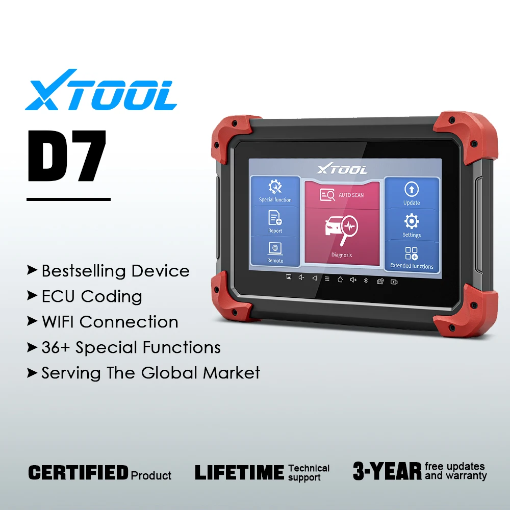 Scanner Diagnostic Auto XTOOL D7S Bidirectionnel - Outil Complet Codage FCA/CANFD, Mises à Jour 3 Ans Gratuites