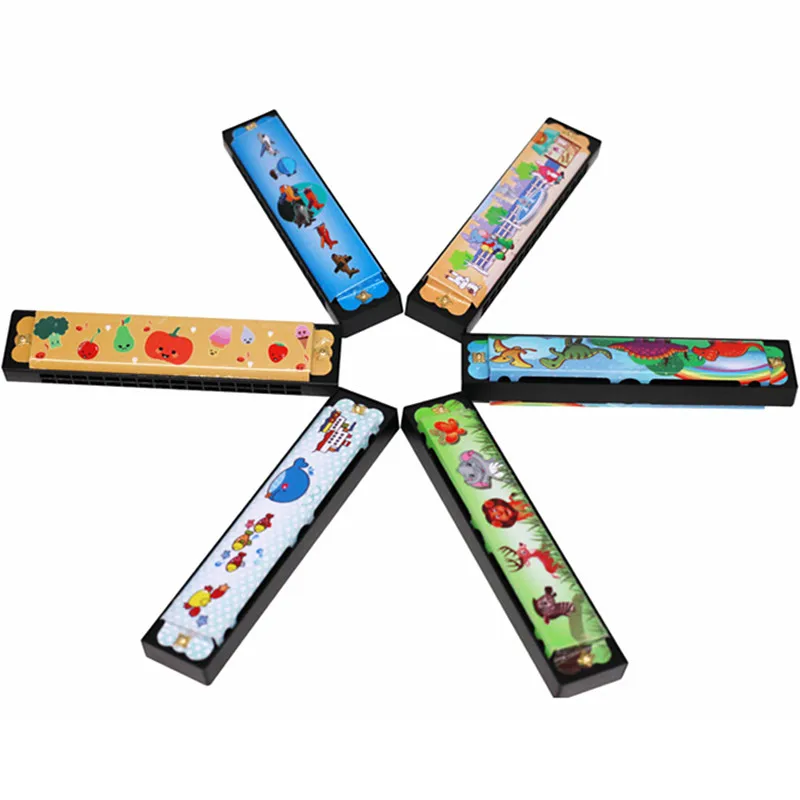 16 Holes Cute Harmonica Musical Instrument Montessori Educational Toys Cartoon Pattern Kids Wind Instrument Children Gift kids harmonica diatonic harmonica chromatic harmonica mouth harp
