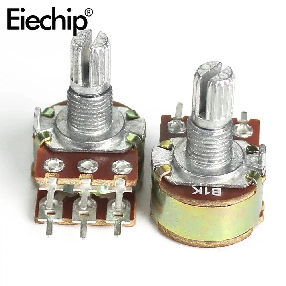Potentiometer Kit 10PCS WH148 6Pin 15mm Shaft with Nuts and Washers Linear Potentiometers B1K-B1M