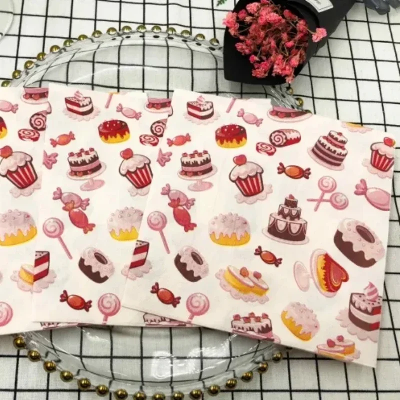 Birthday Cake Colorful Printed Square Paper Napkin Cafe Baking Paper Napkin Party Placemat Decoration 2Ply 33cm 20pcs paper napkins disposable paper placemats