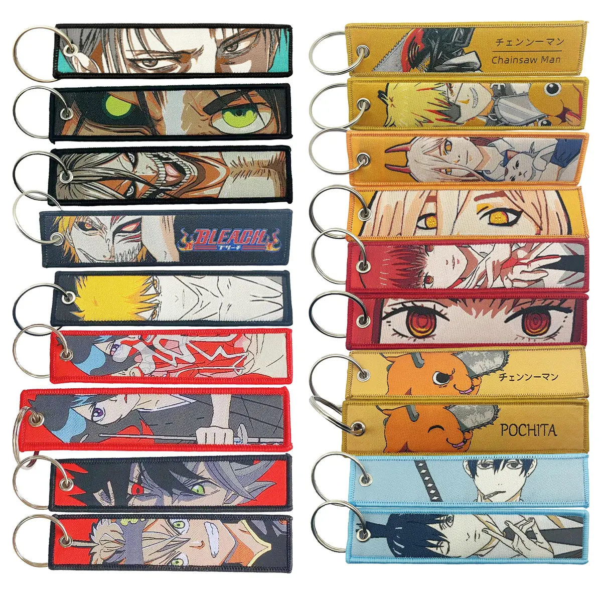 

Wholesale Mixed styles Anime Cartoon Jet Keychains Embroidered Key Tags Ring Holder Car Keys Key Fob Jewelry Accessories Gift