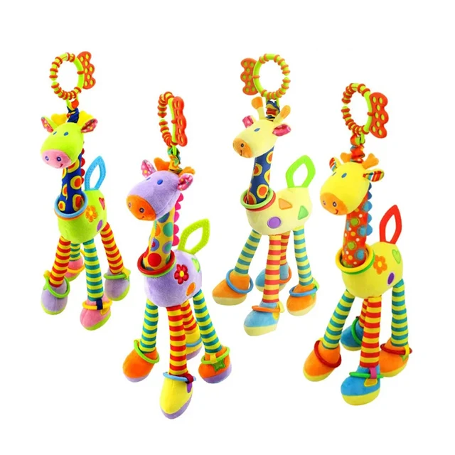 Hochets en peluche HandHavana pour bébé, jouets de développement pour bébé, poignée avec TeWindsor, cadeaux pour nouveau-né, girafe douce, aléatoire, 1 pièce 5