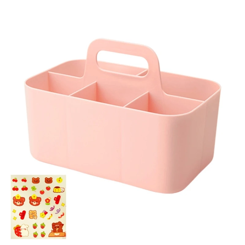 Desktop Stationary Organizer 5 Compartments Marker Organizer Caddies with Handle Big Capacity Art Supply Storage Holder