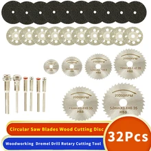 

32Pcs Circular Saw Blades Wood Cutting Disc Woodworking Diamond Metal Dremel Drill Rotary Cutting Tool Power Tools Accessories