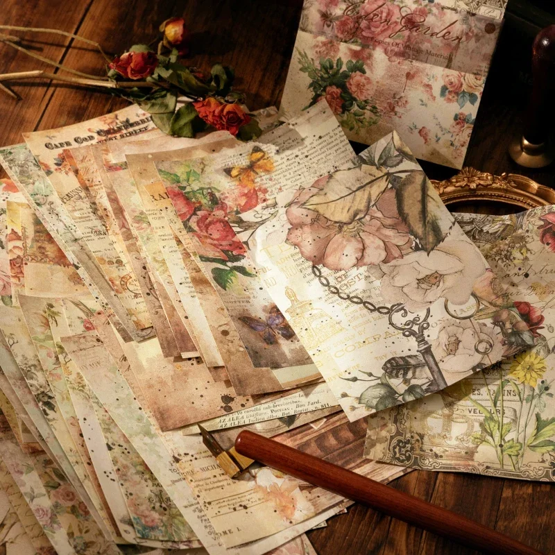 Decorative Backing Paper 100pcs Retro Time Series Material Paper for Collage Handbook Decorative Backing Paper Scrapbook Planner Journal Craft Stationery