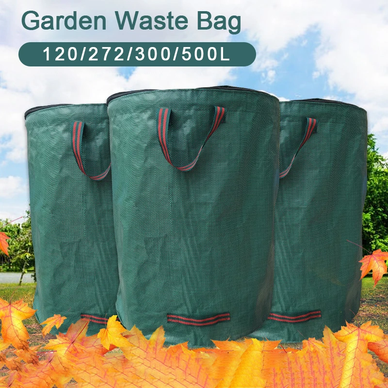 Garden Waste Bag Reusable Yard Waste Bags Leaf Storage Bags Garden Trash Container Collect Patio Leaves Heavy Duty With Lid