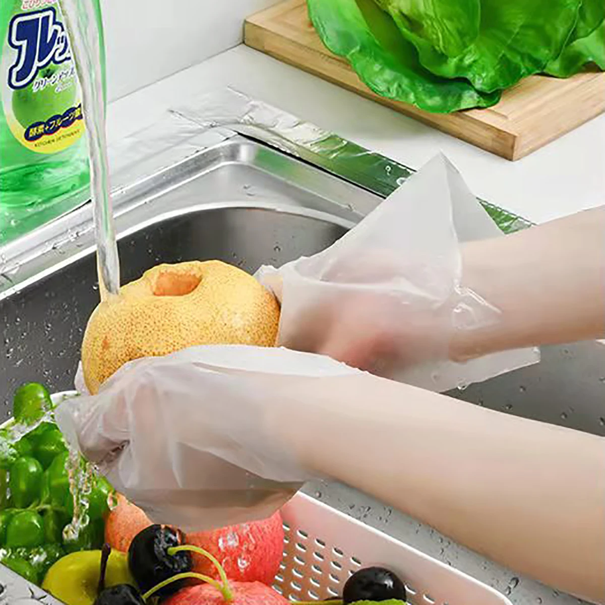 100 PCS TPE Disposable Kitchen Gloves Food Grade Protective Anti Slip And Anti Stick disposable gloves