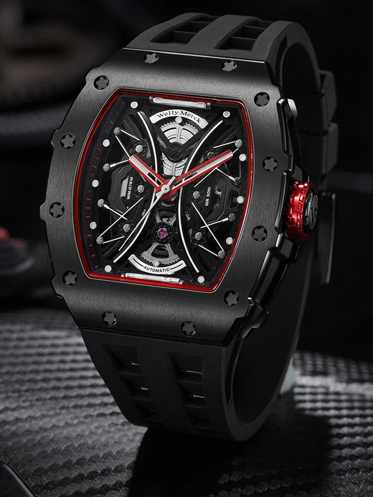 Welly Merck Automatic Mechanical Watches Man European American Business Casual Luxury Luminous MIYOTA 6T28 Waterproof Watch