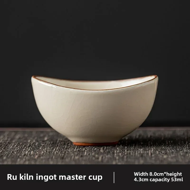 Handmade Dehua Ceramic Tea Cup - Ru Kiln Style, Yellow Glaze Personal Gongfu Tea Set for Home Brewing & Tea Ceremony