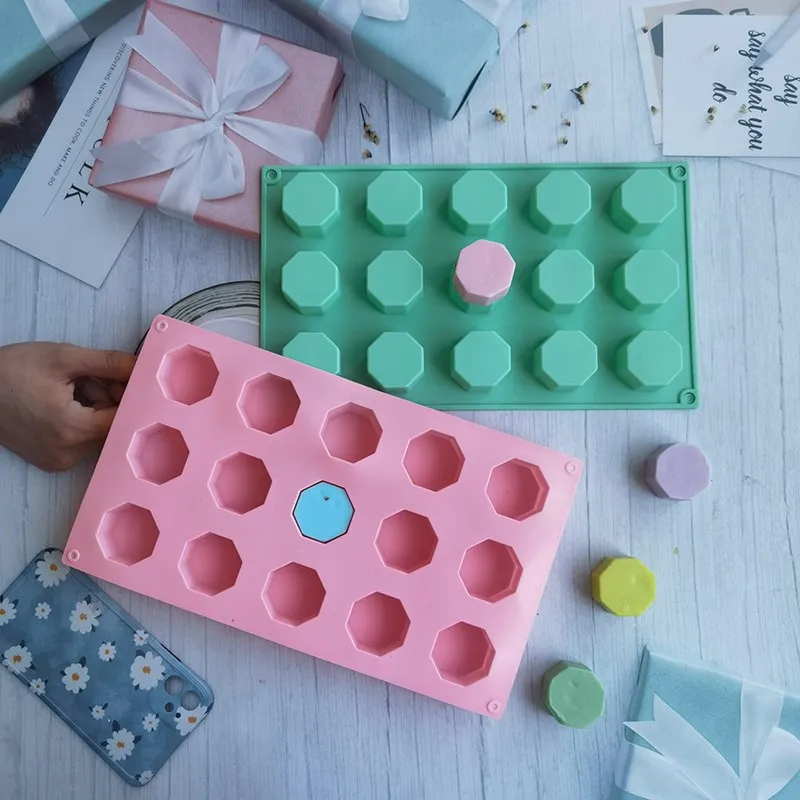 15 hole octagonal column Round Silicone Molds Candy Chocolate Cookie