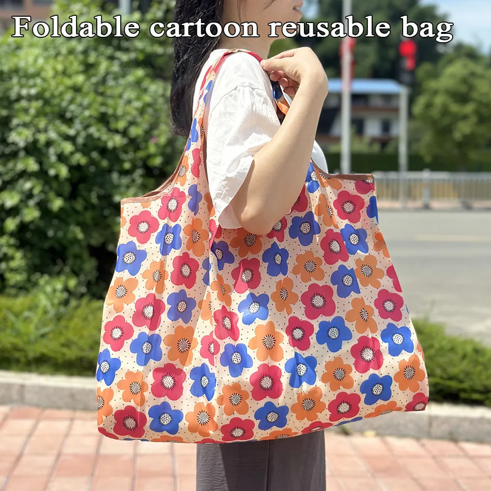 

Reusable Foldable Eco Shopping Bag Tote Pouch Fruit Vegetable Grocery Storage Bag Organizer Large-Capacity Shopper Bag Handbags