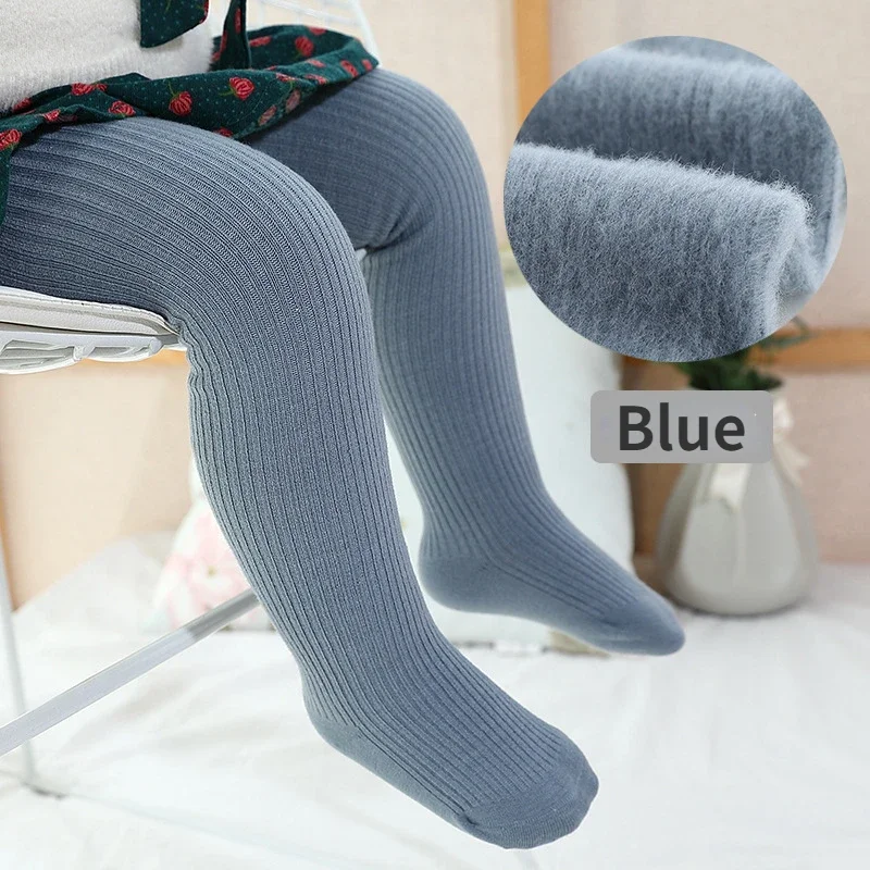 Winter Thicken Children Pantyhose Soft Cotton Tights for Girls Vertical Stripes Elastic High Waist Toddler Baby Infant Trousers
