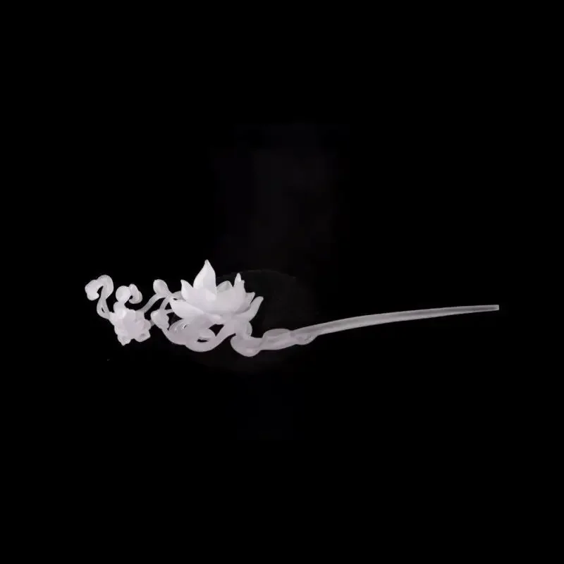 요정 스타일 3D 프린팅 투명 레진 연꽃 머리 장식 헤어핀 고대 중국 한푸 헤어 액세서리