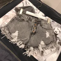 High Waist Tassel Broken Denim Shorts Women Summer Korean Version Raw Edge Wide Leg Loose Plus Size Jean Shorts Female - Image 5