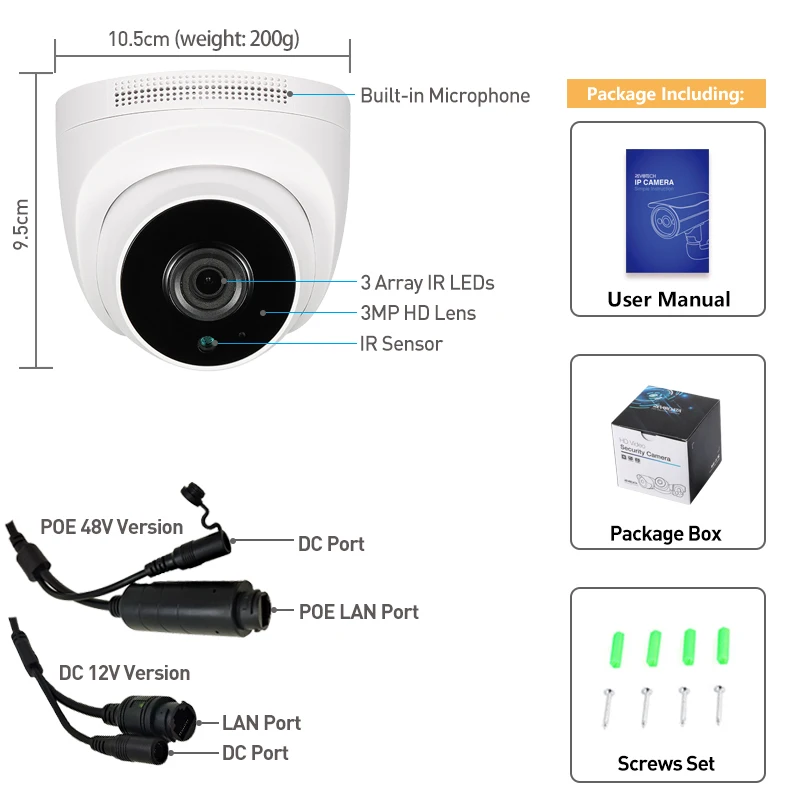 8MP Audio IP Camera POE HD Indoor Security ONVIF P2P CCTV System Video Surveillance Cam 6