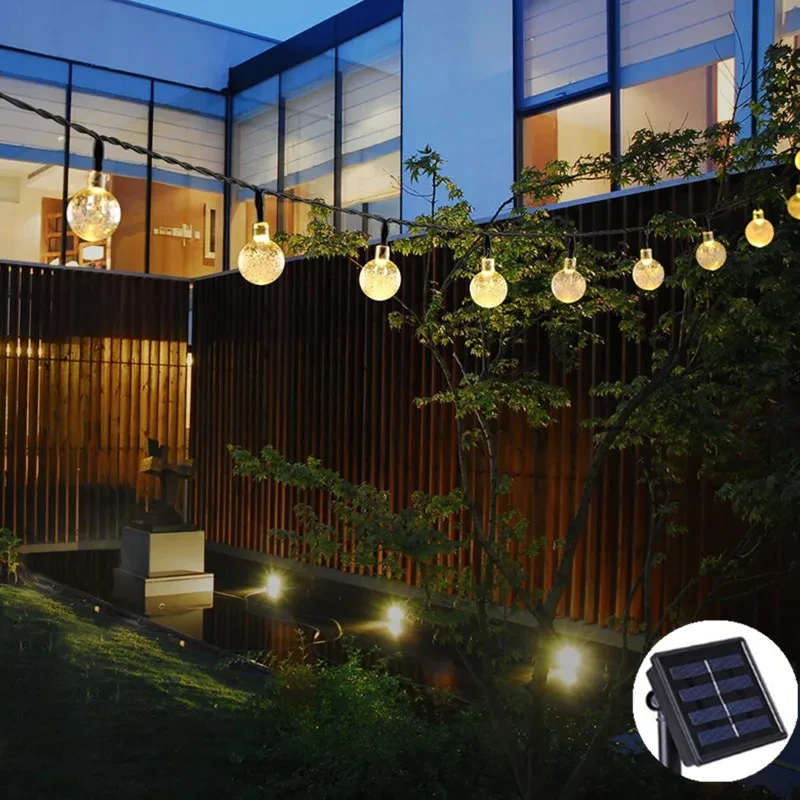 

New Solar Lamps Crystal Ball Waterproof Colorful Fairy Outdoor Solar Light Garden Christmas Party Decoration String Lights