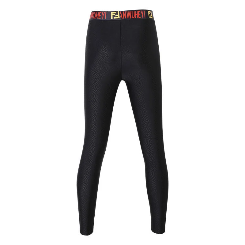 Letter Print Plus Size Swimming Leggings Men's Sports Swimwear Tight Elastic Fitness Pants