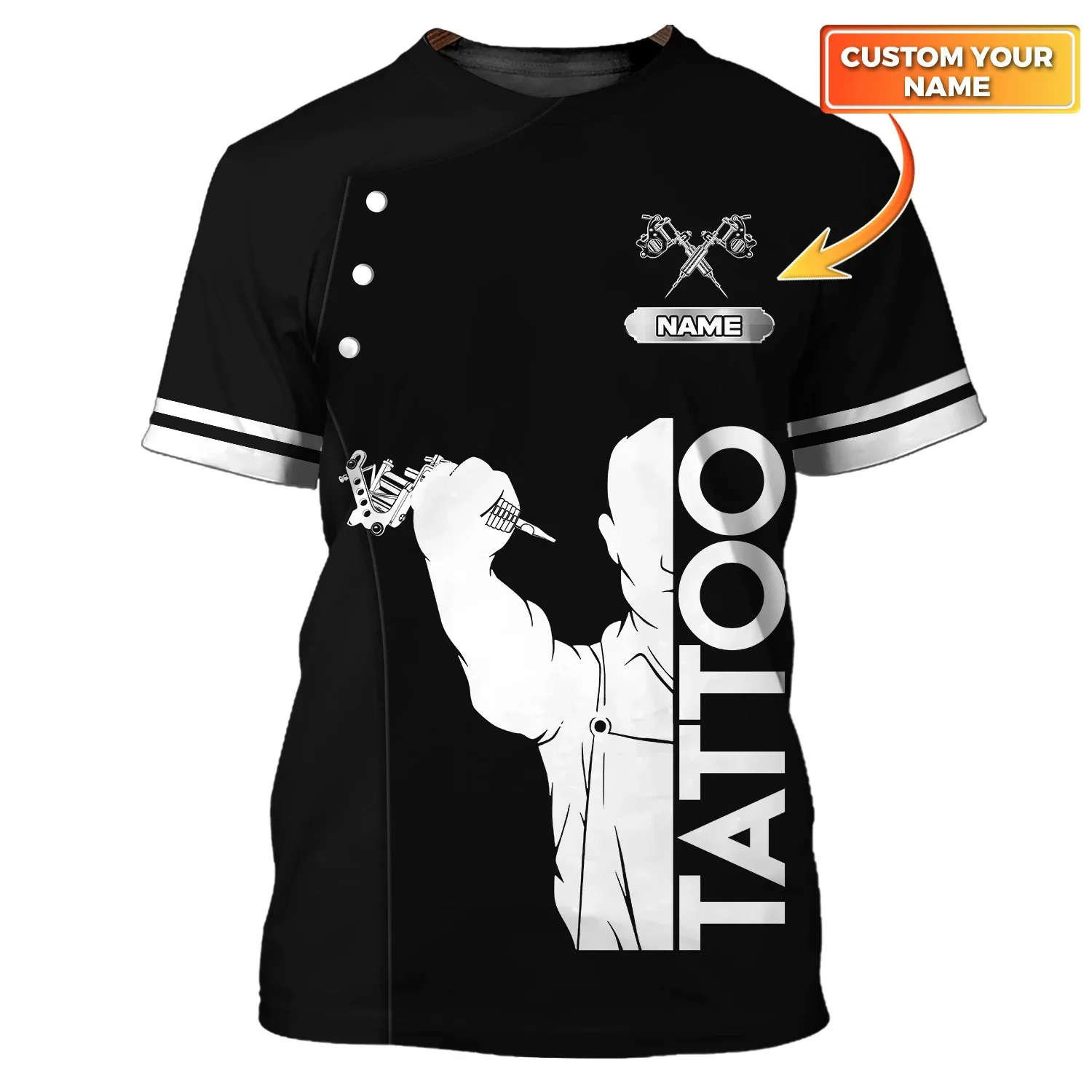 Neueste Sommer männer T-shirt Tattoo Maschine Personalisierte Name 3D Gedruckt t-shirt Unisex Casual Tops Klassische Tattoo Uniform DW162