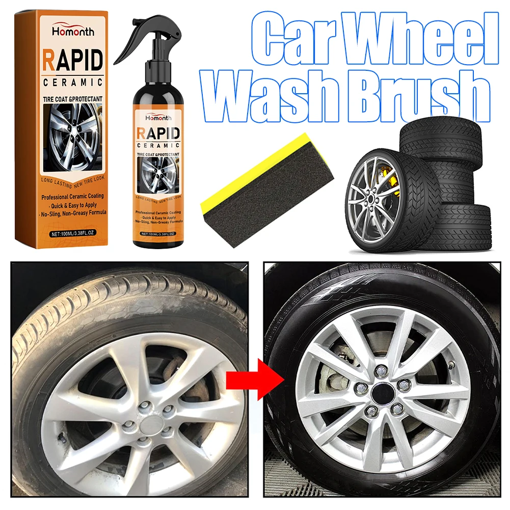 Tire Refurbishing Agent Dustproof Tyre Gloss Spray Car Wheel Rust Dust Remover Auto Cleaning Tool 1/2/3PCS 100ml