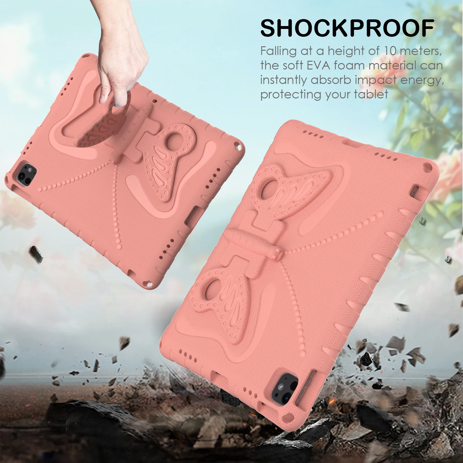 EVA Kids Butterfly 3D Stand Shockproof iPad Case with Cartoon Design