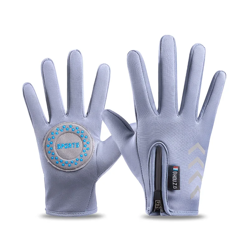 Autumn Winter Children's Gloves Kids Reflect Light Waterproof Non-Slip Fleece Warm Riding Boy Ski Girl Scooter Zipper