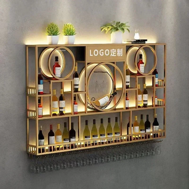 Nordic Iron Bar Cabinets Rack Kitchen Counter Wall Wine Cabinet Display Rack Simple Bar Living Room Cabinet Furniture