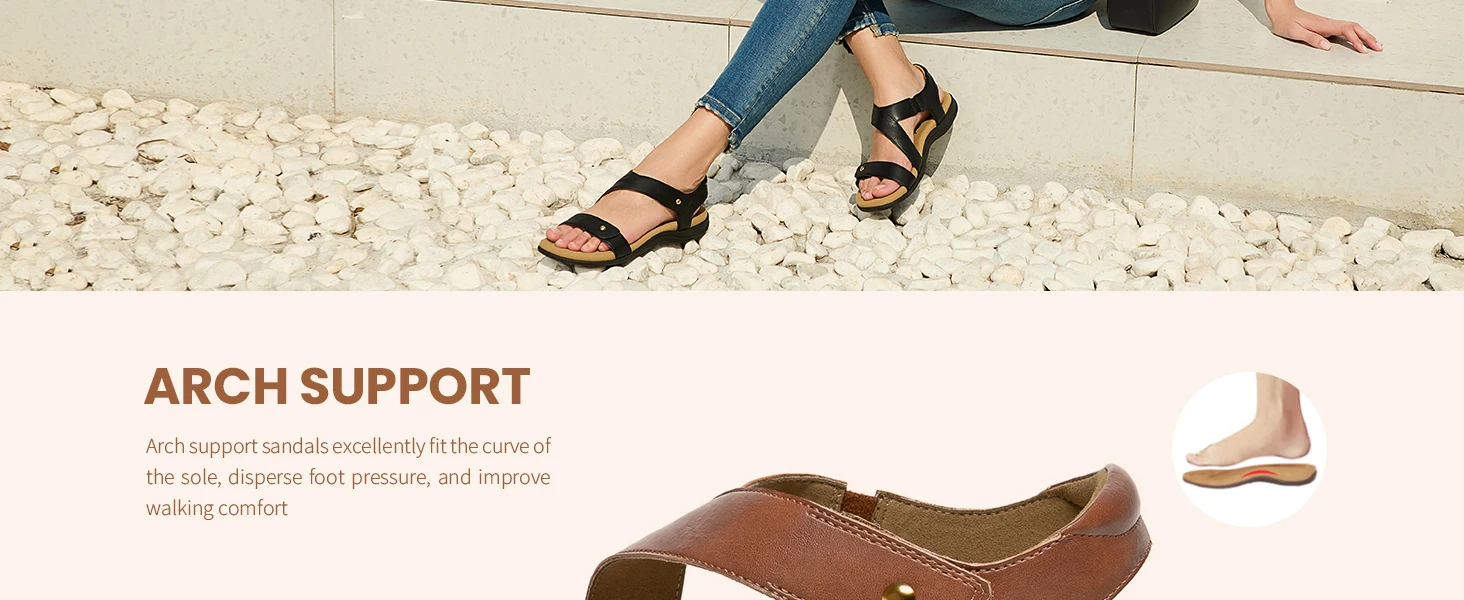 Women's Comfortable Orthopedic Sandals with Arch Support Adjustable Walking Casual Orthotic Sandals