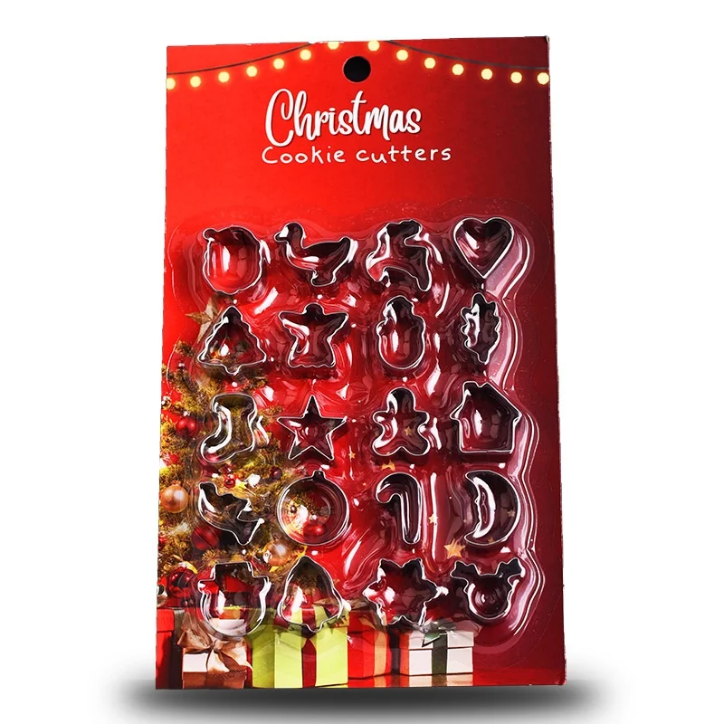 20Pcs/Set DIY Mini Stainless Steel Cookie Cutter Biscuit Mold Christmas Deer Head Snowman Molds Tools Fondant Gingerbread Man