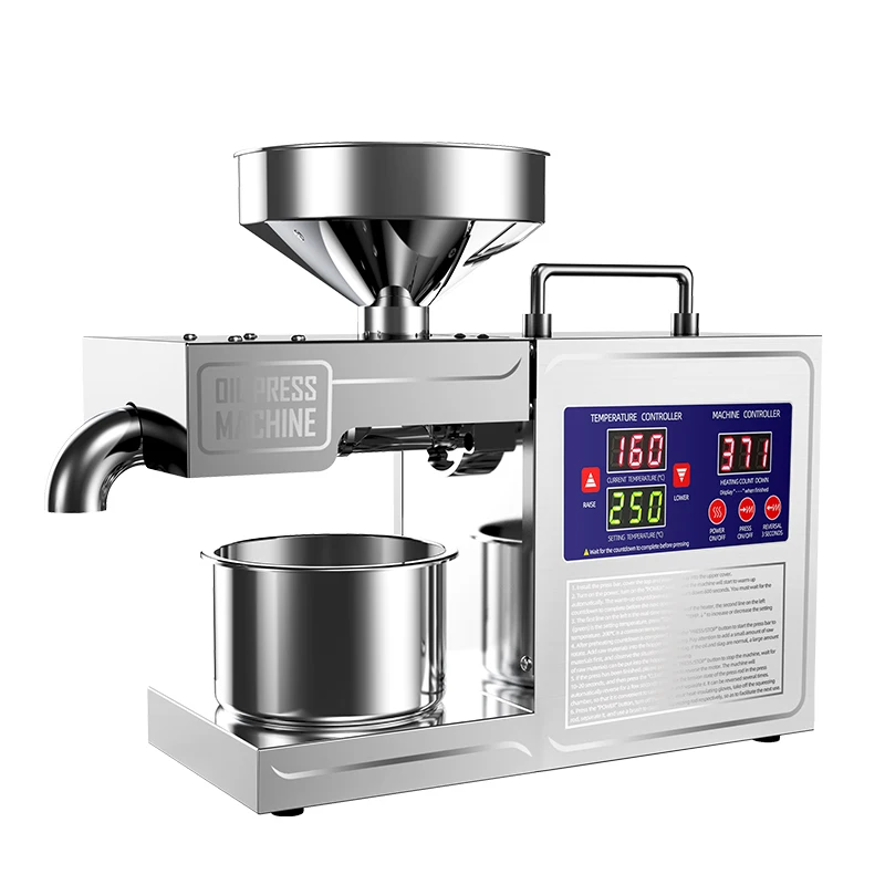 2023 New Electric Intelligent Household Oil Press Stainless Steel Frying Machine Easy Operating Oil Pressing Cold Hot Extractor