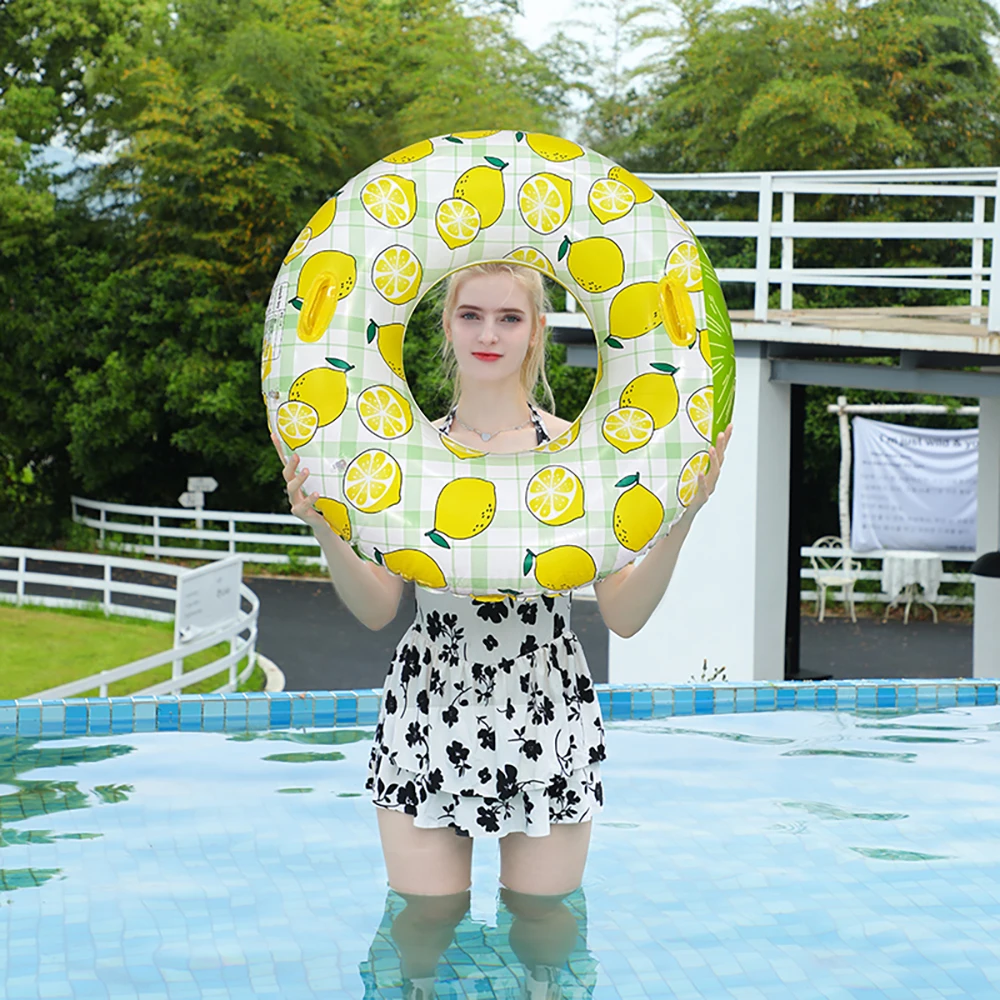 Inflatable Pool Float Swimming Pool Floats 1 Pc lemon Print Swimming Hoop Underarm Hoop Inflatable Floating Pvc Thickened Swimming Hoop Suitable Pool Beach