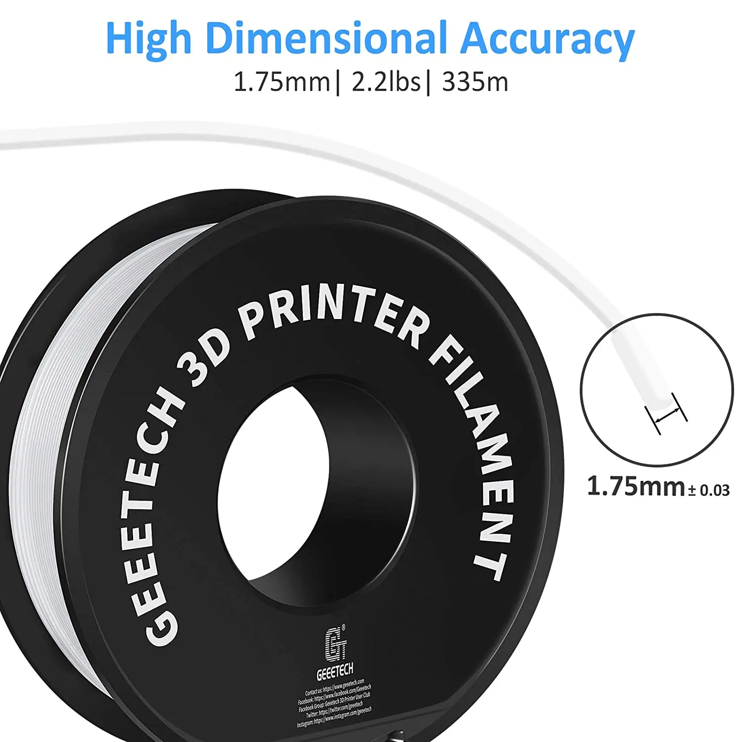 Materiais de Impressão Filamento Pla para Impressora 3d Fdm Embalagem a Vácuo kg 2.2lbs 1.75 mm +0.03 mm Geeetech3d - Imagem 6