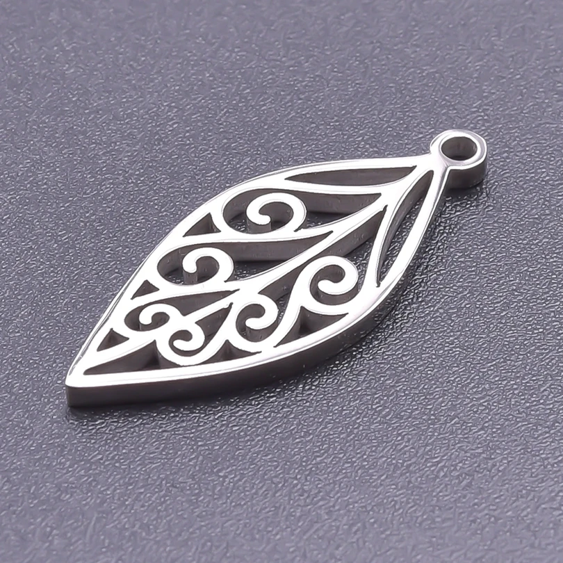 5pcs/Lot Fashion Plant Charms Leaf Flower Stainless Steel Pendants For Jewelry Making Supplies DIY Bracelets Earrings Charm Bulk