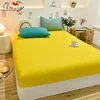 Yellow Fitted Sheet Cotton 1pcs Protective Mattress Cover Non-Slip Bedspreads King Queen Single Bed Fitted Sheet(No Pillowcase) 1