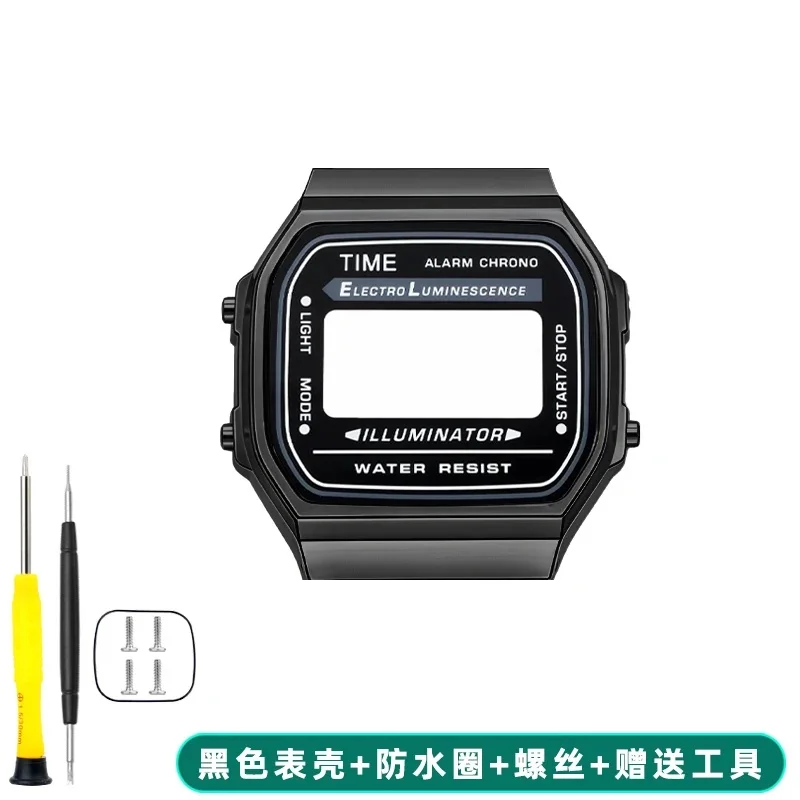 Premium Stainless Steel Watch Case Mod Kit with Glass Waterproof Ring and Screws - Full Metal Replacement Accessories