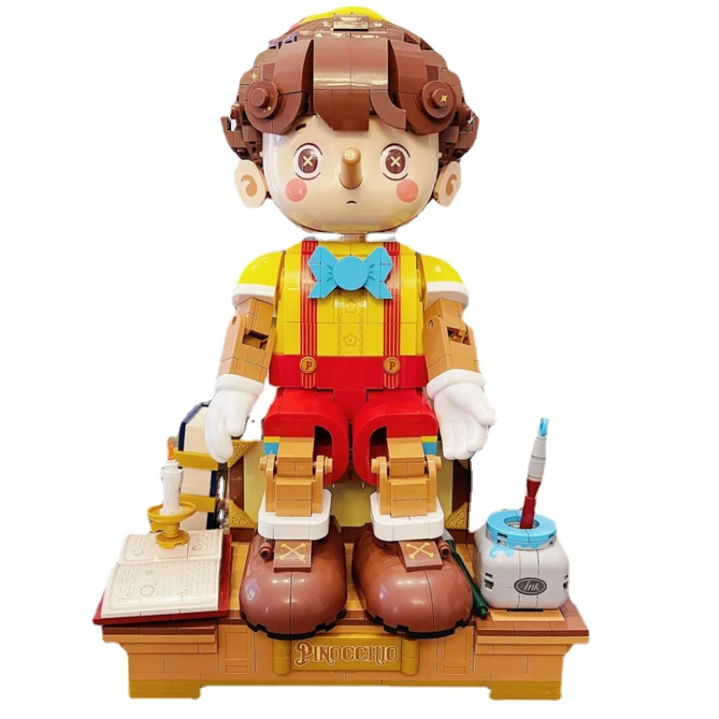 

Pinocchio Fairy Tale Town Series Building Block Dolls Trendy Educational Assembling Toys Ornaments New Year Gifts