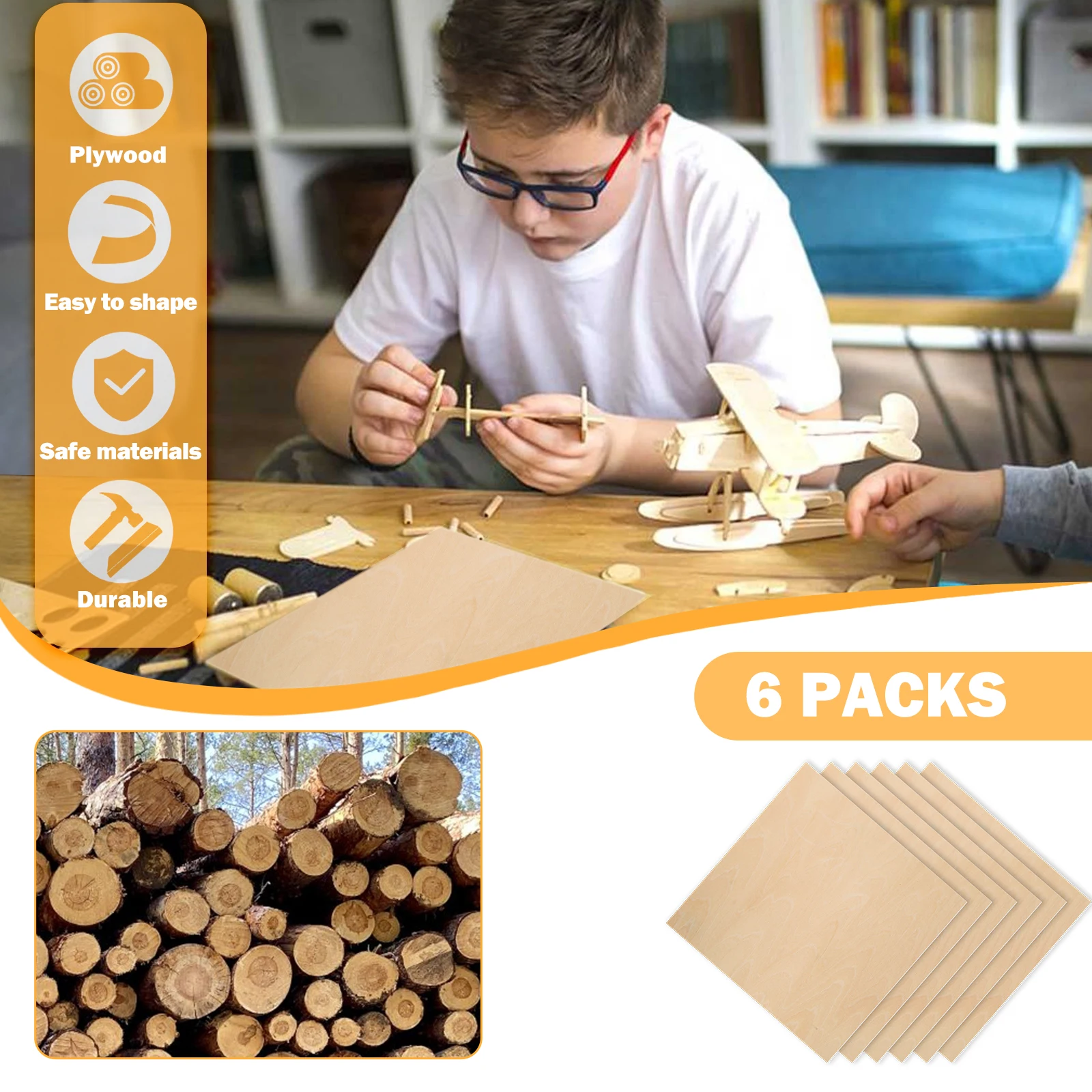 6pcs A4 Plywood Sheets 3mm Thickness (+/- 0.2mm) Basswood Plywood 11.8x11.8 inch for Engraving