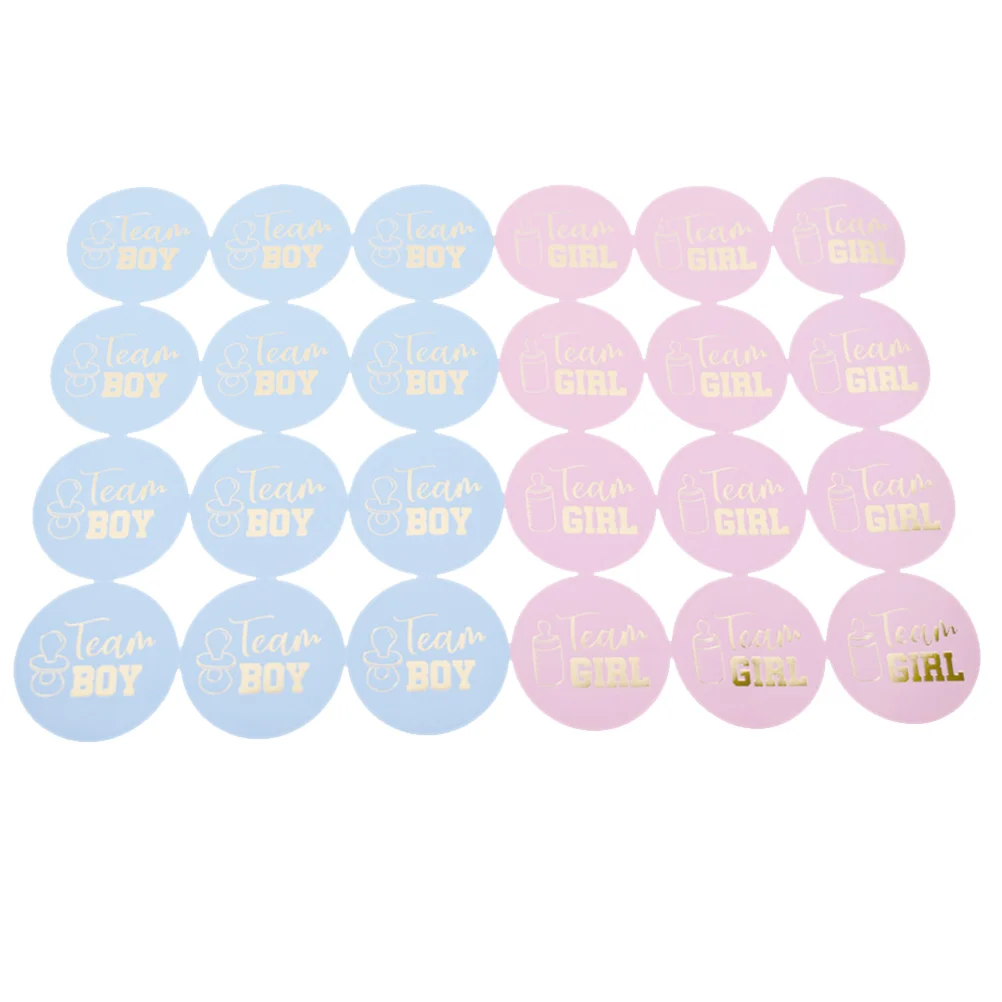 

48pcs Gender Reveal Stickers for Party Invitations and Voting Games Identification Adhesive Sticker Team Girl and Team Boy