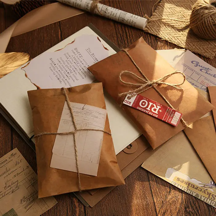 Retro nostalgic kraft paper brown envelopes packing bags gift simple literary classic writing confession letterhead set beacon