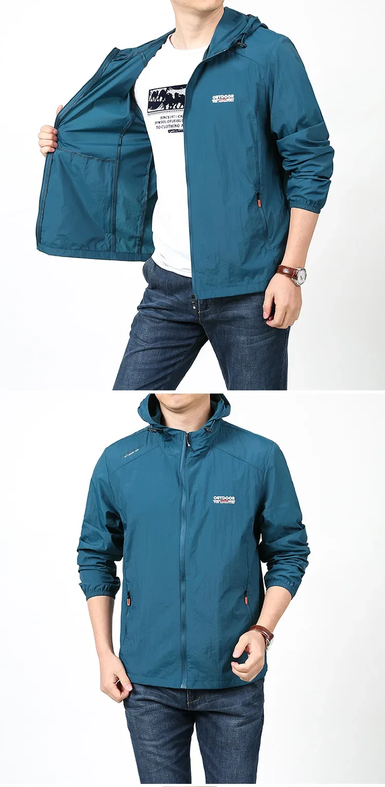 New Hooded Sun Protection Suit for Men's Summer Quick Drying Breathable Jacket, Large Outdoor Sports, Leisure Fishing