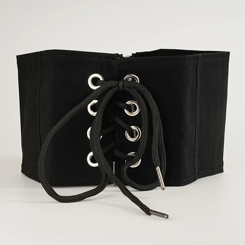 Classic Pin Buckle Wide Belts Black Elastic PU Waistband Trendy Corset Waspie Belt Classic Dress Coat Girdle For Women Girls