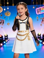 Robe débardeur pour filles, style universitaire décontracté, imprimée, sans manches, coupe trapèze, pour spectacle et été 2