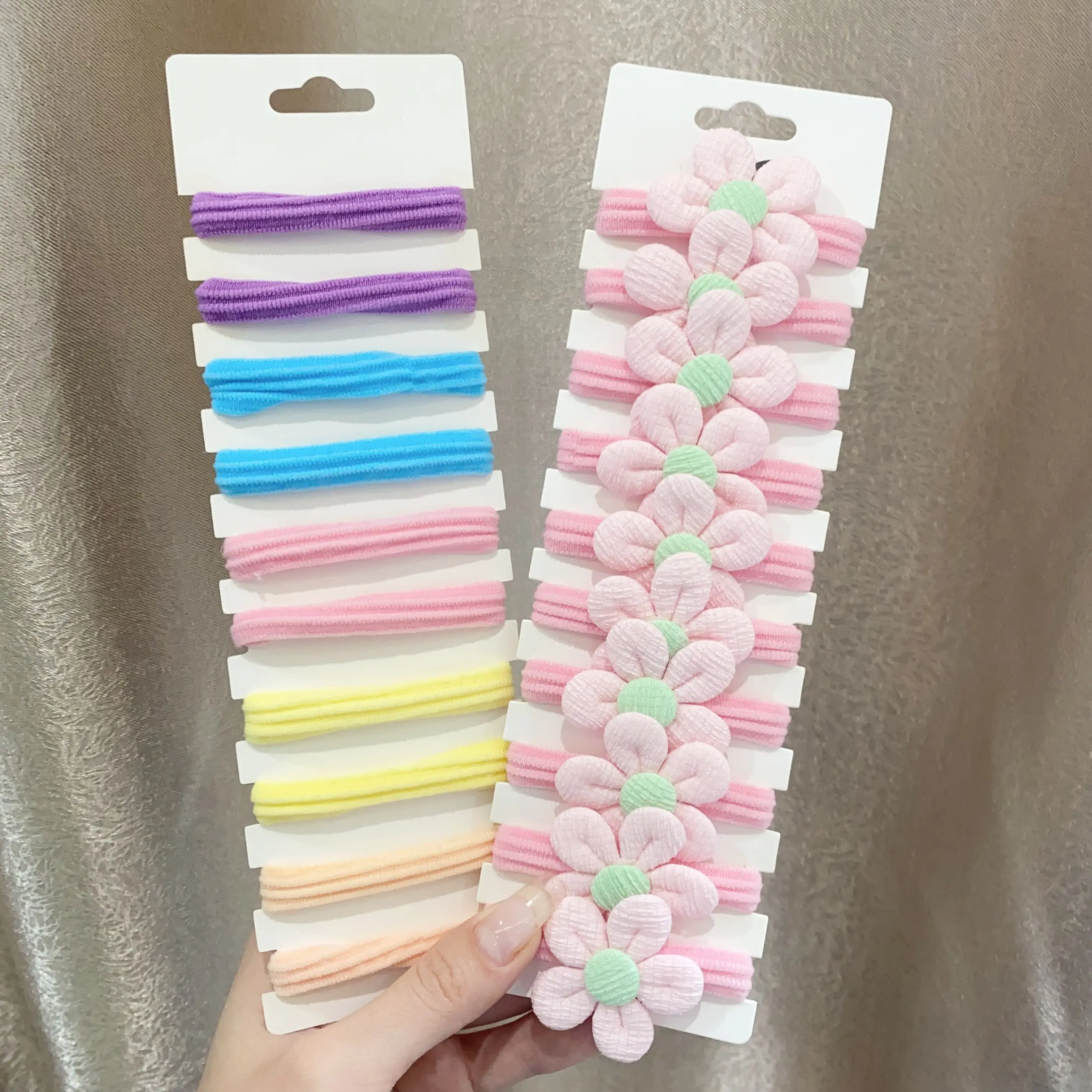 10pcs Cute Girls Nylon Flower Hair Ties Candy Elastic Bow Hair Bands Pigtails Rope Rubber Gum Scrunchies Accessories