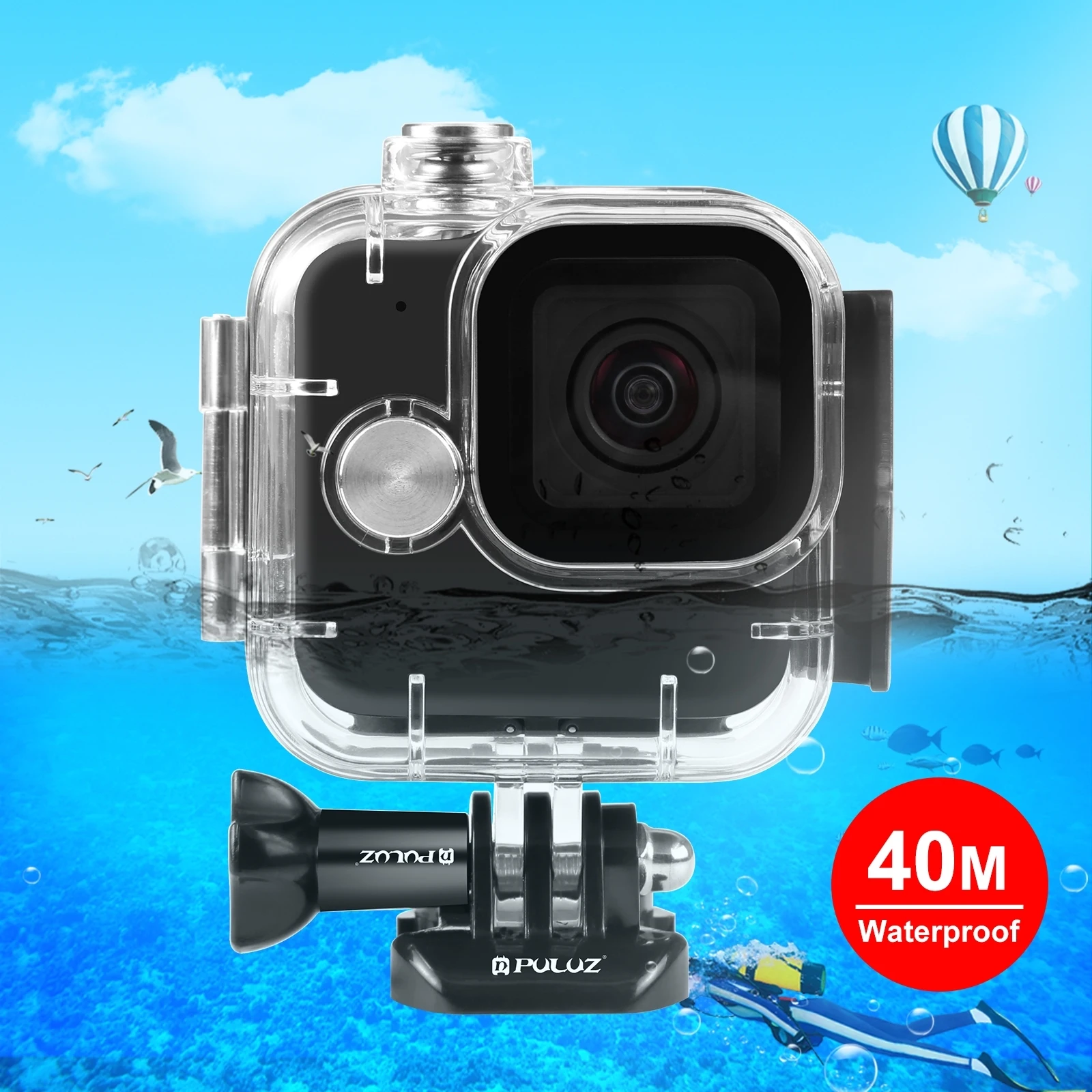 

PULUZ 40 м для GoPro Hero11 черный Мини водонепроницаемый корпус защитный чехол с пряжкой базовое крепление и винт